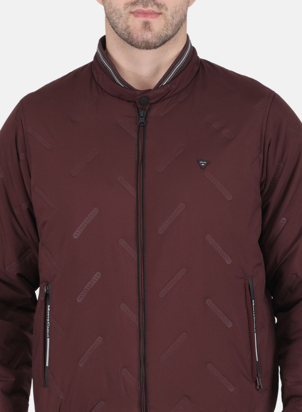 Men Maroon Solid Jacket