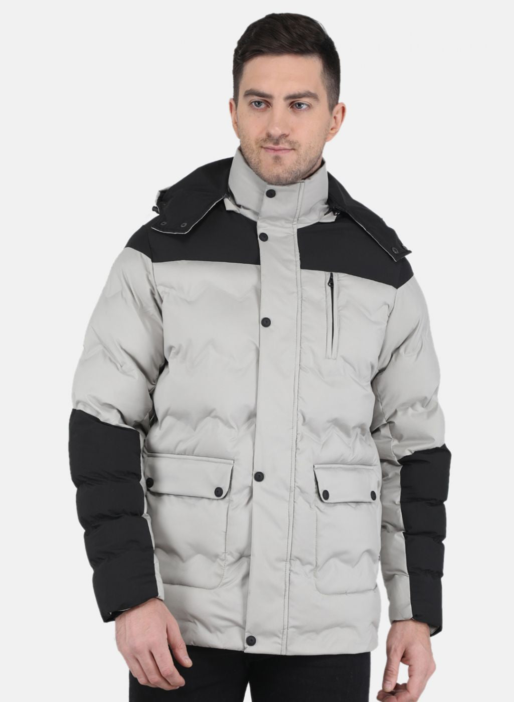 Men Grey Solid Jacket