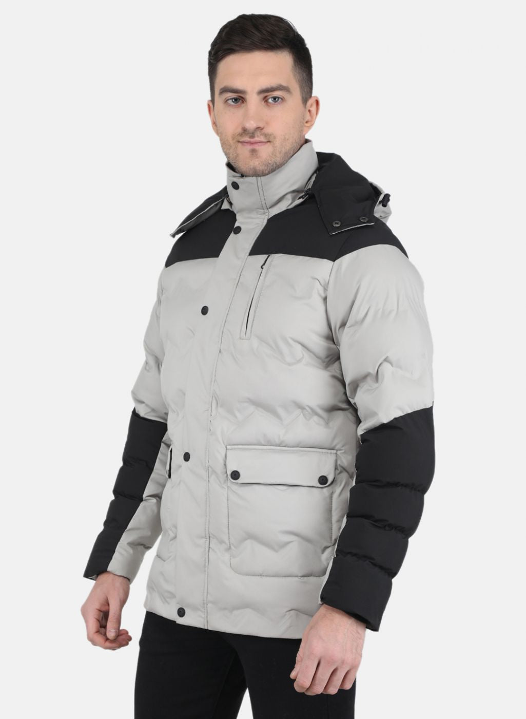 Men Grey Solid Jacket