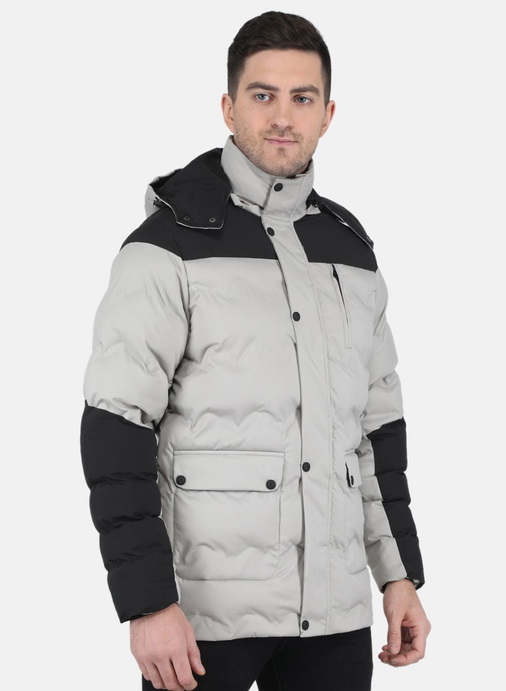 Men Grey Solid Jacket