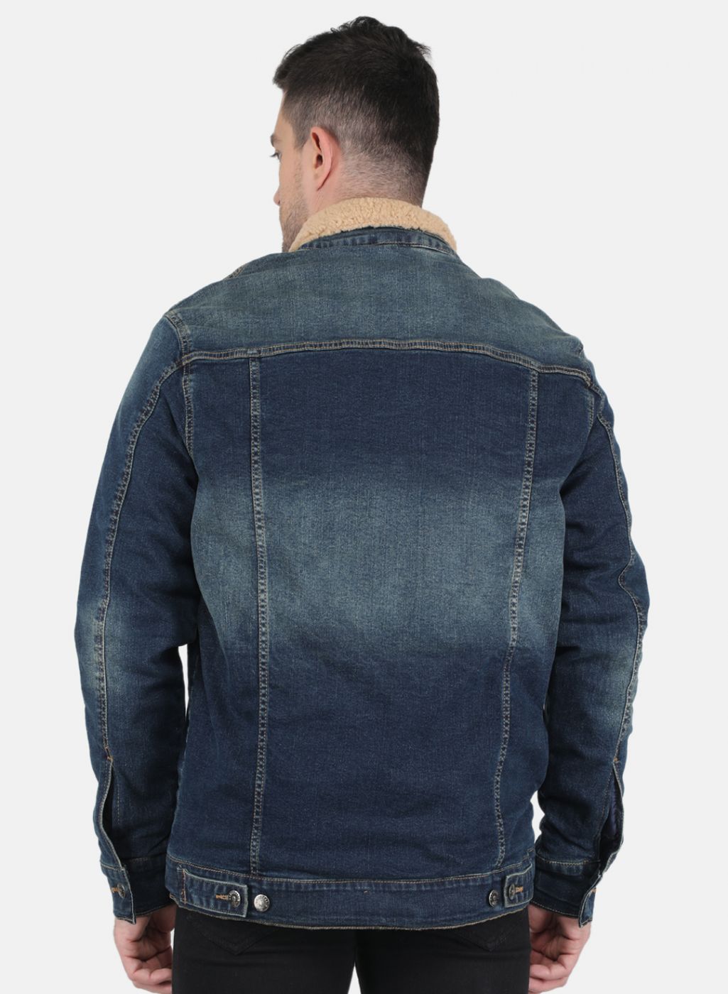 Men Blue Light Wash Jacket