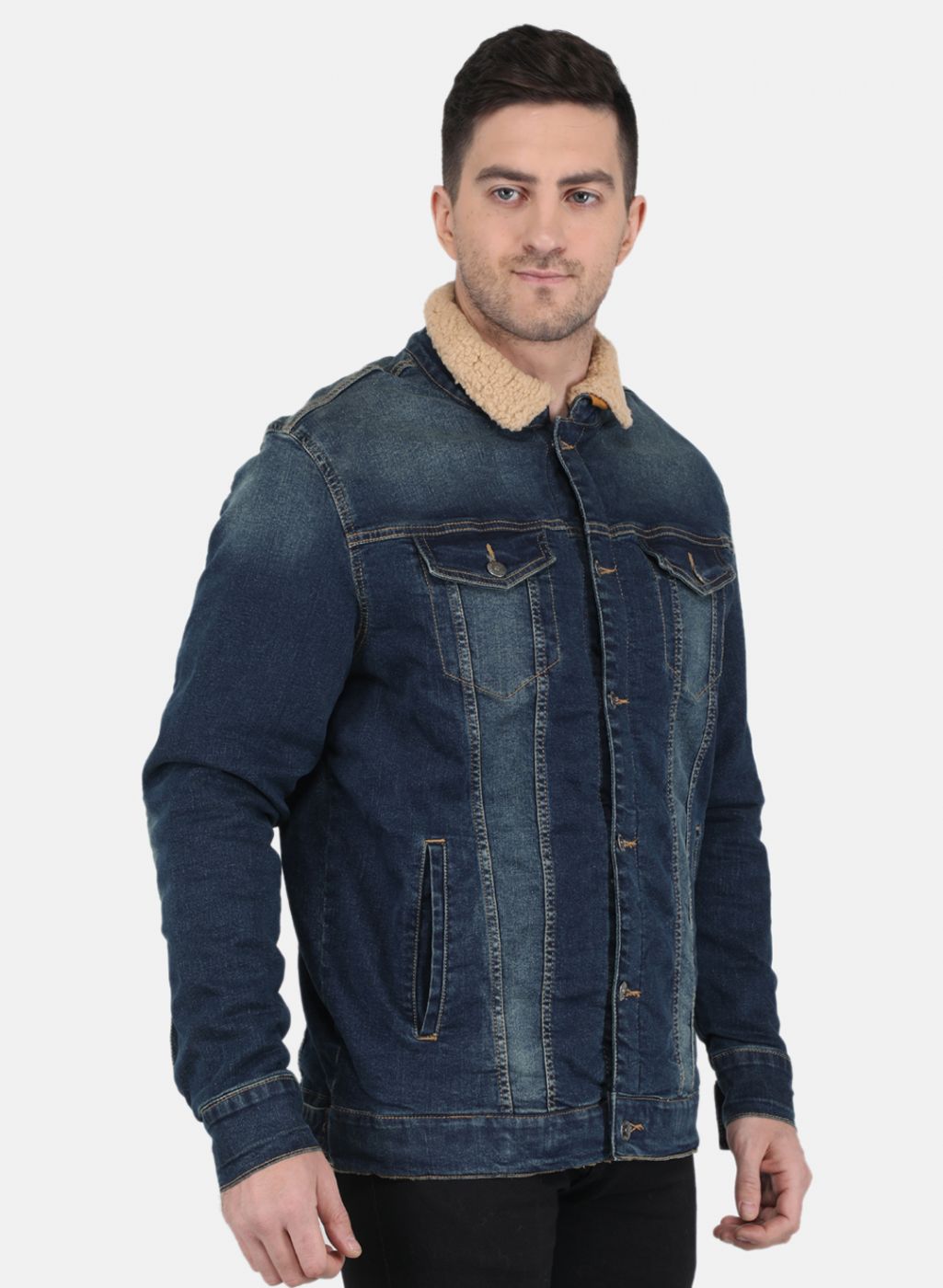 Men Blue Light Wash Jacket