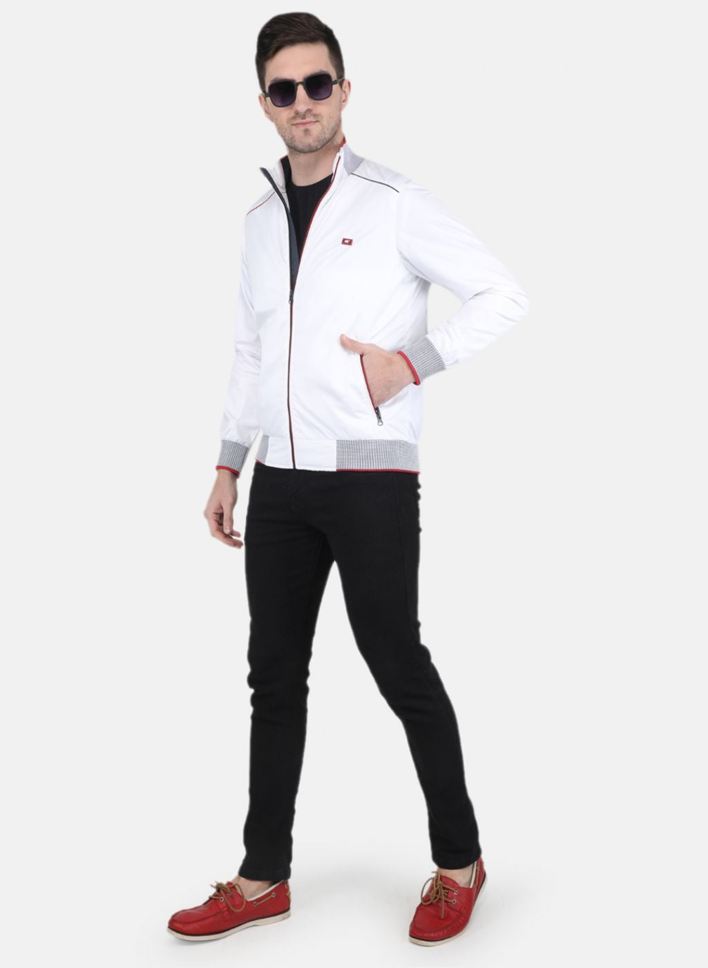 Men White Solid Jacket