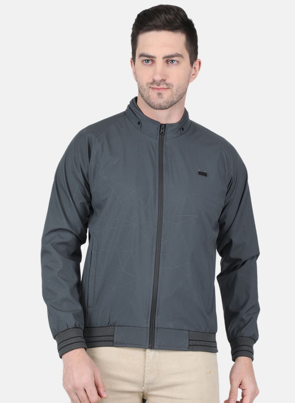 Men Grey Solid Jacket