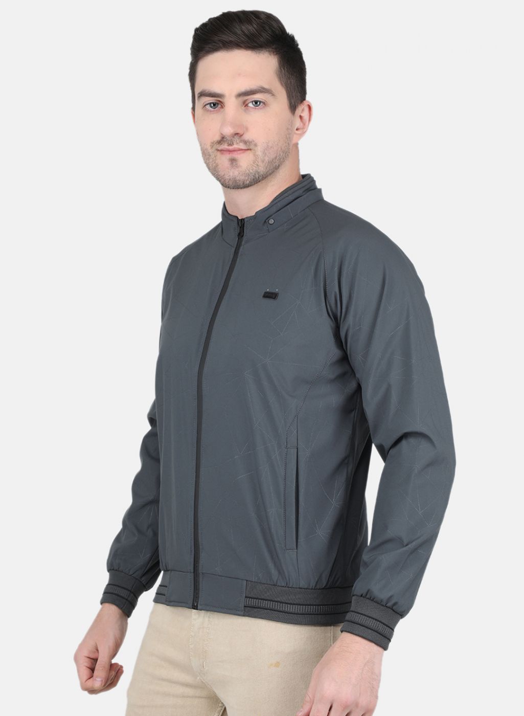 Men Grey Solid Jacket