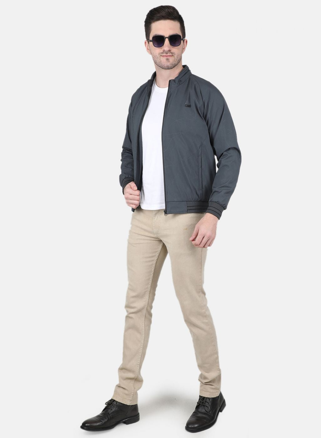 Men Grey Solid Jacket