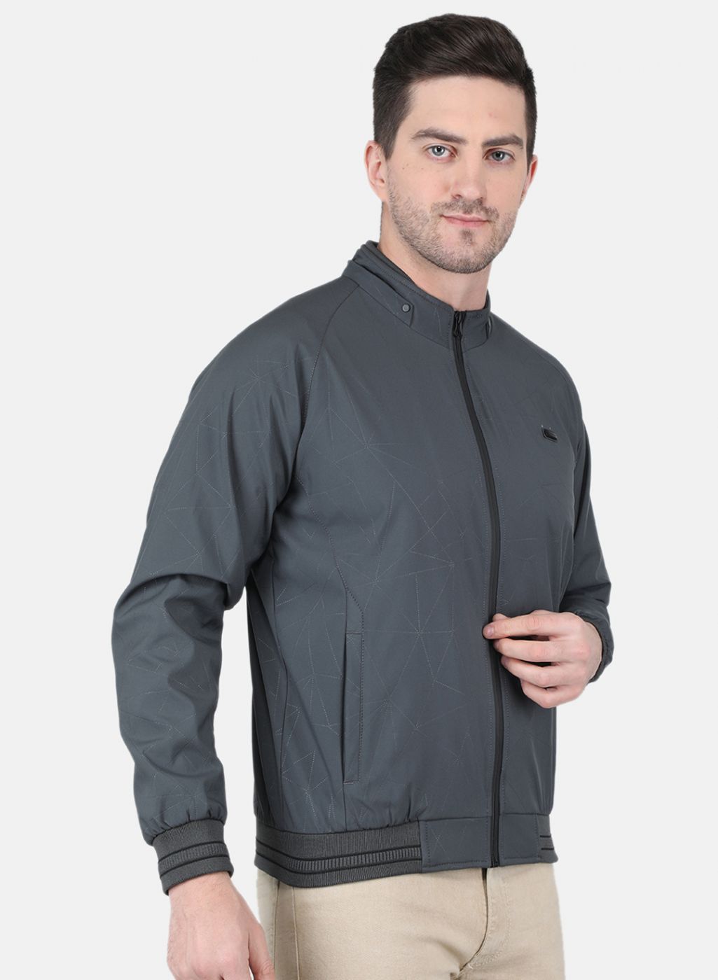 Men Grey Solid Jacket