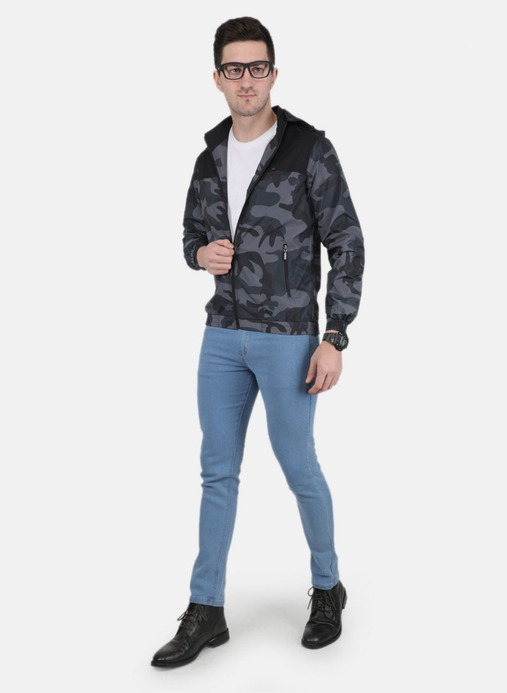 Men Black Printed Jacket