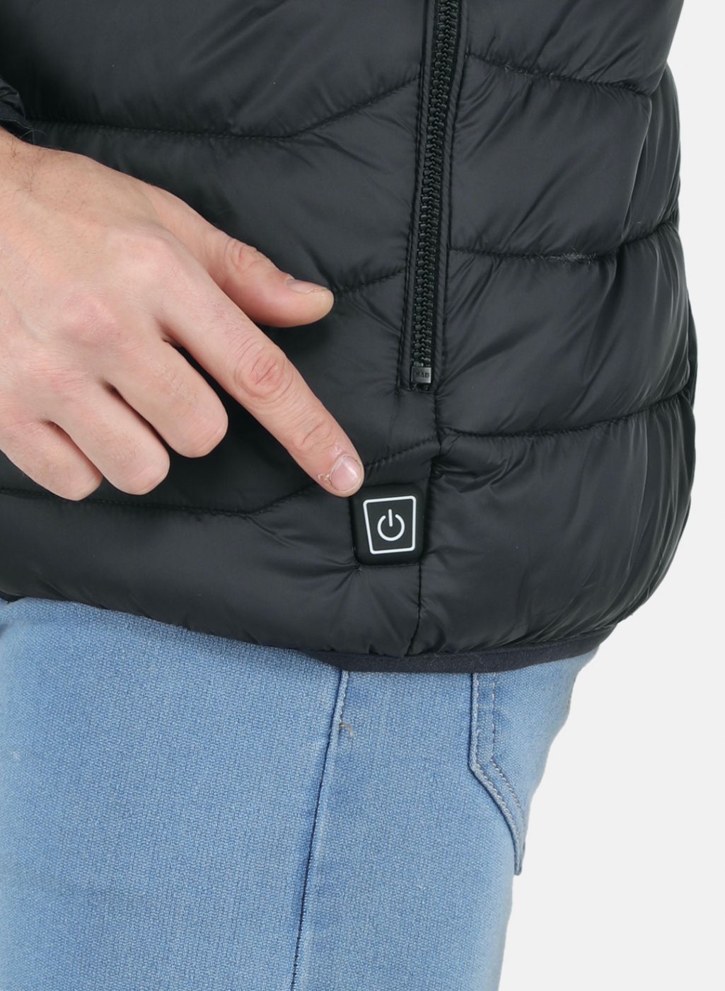 Men Black Solid Heating Jacket