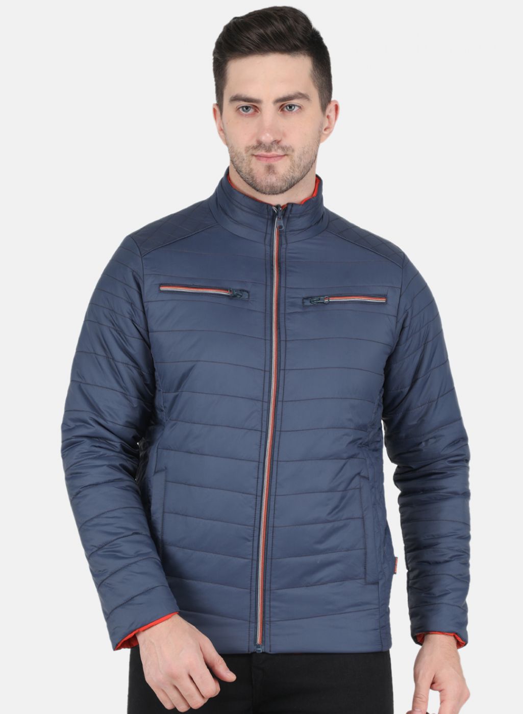 Men NAvy Blue Solid Jacket