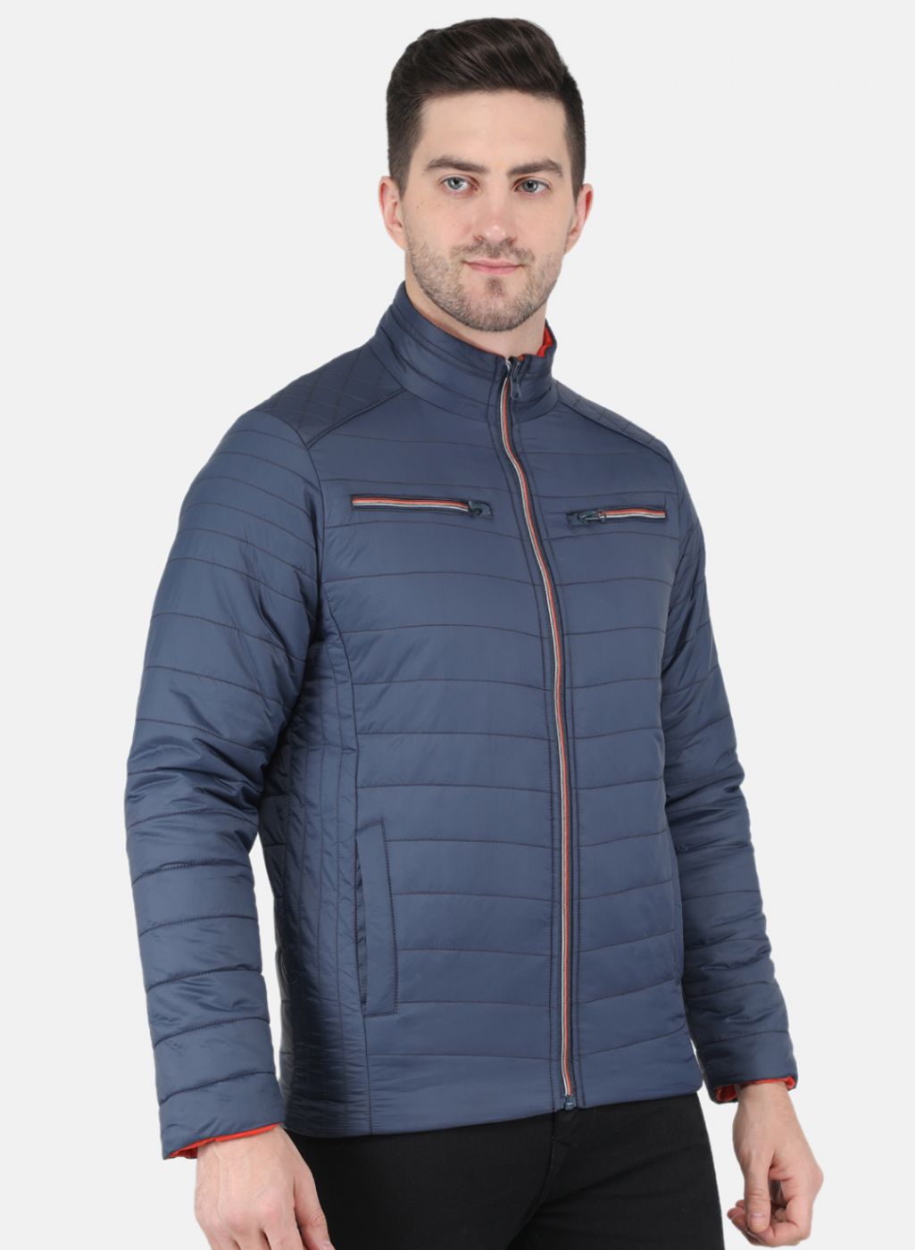 Men NAvy Blue Solid Jacket