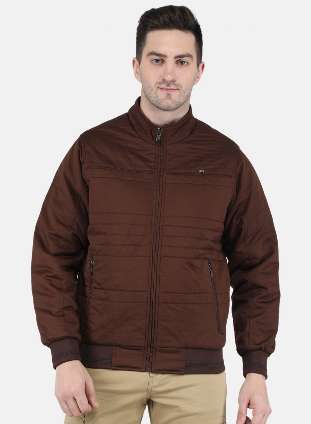 Men Brown Solid Jacket