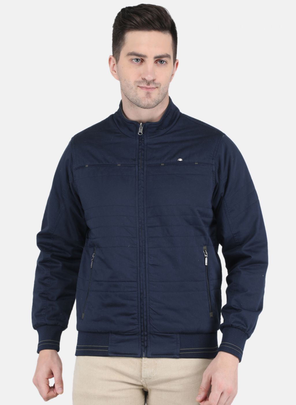 Men NAvy Blue Solid Jacket