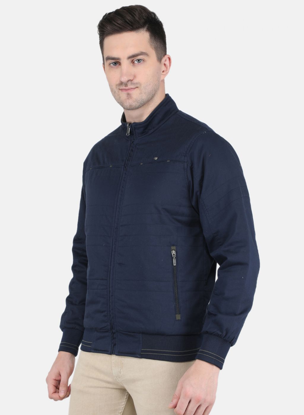 Men NAvy Blue Solid Jacket