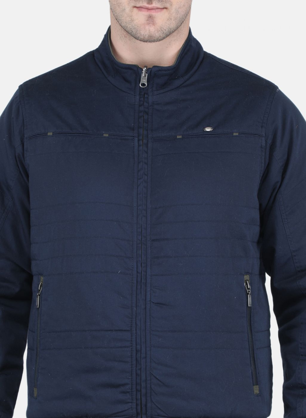 Men NAvy Blue Solid Jacket