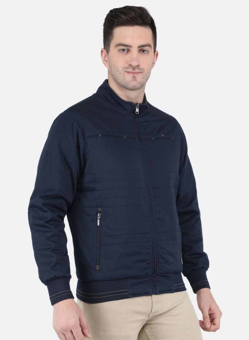 Men NAvy Blue Solid Jacket