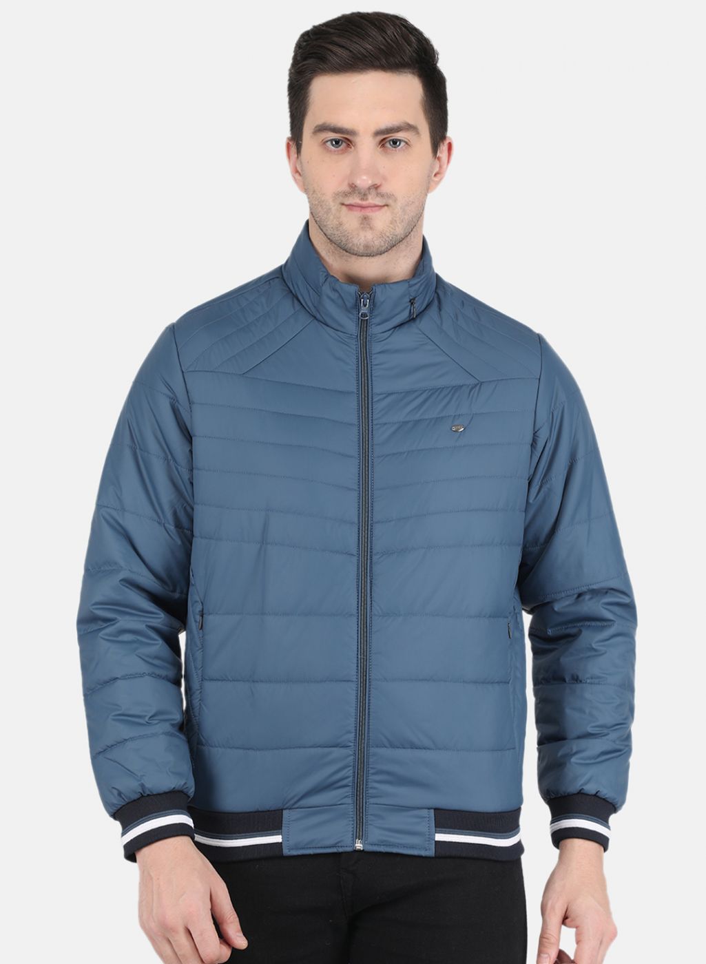 Men Blue Solid Jacket