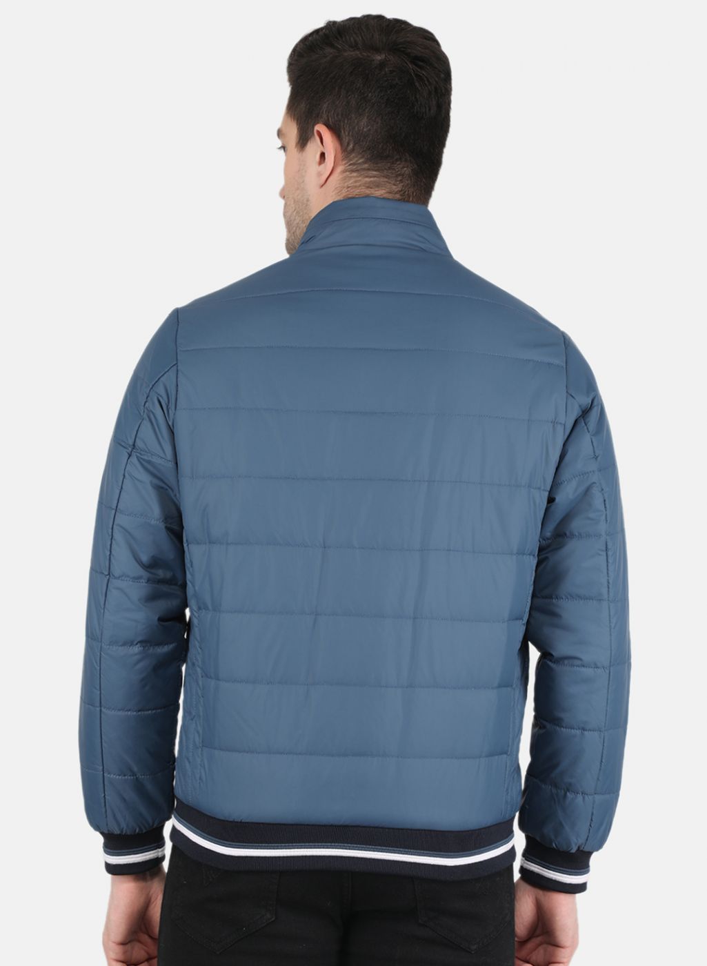 Men Blue Solid Jacket