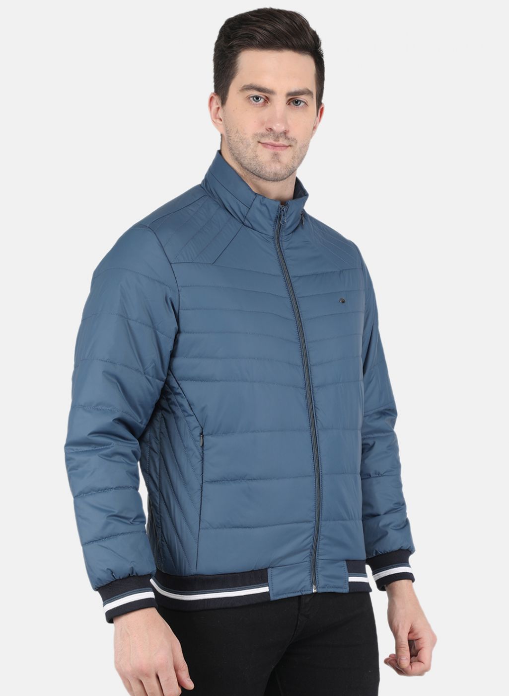 Men Blue Solid Jacket