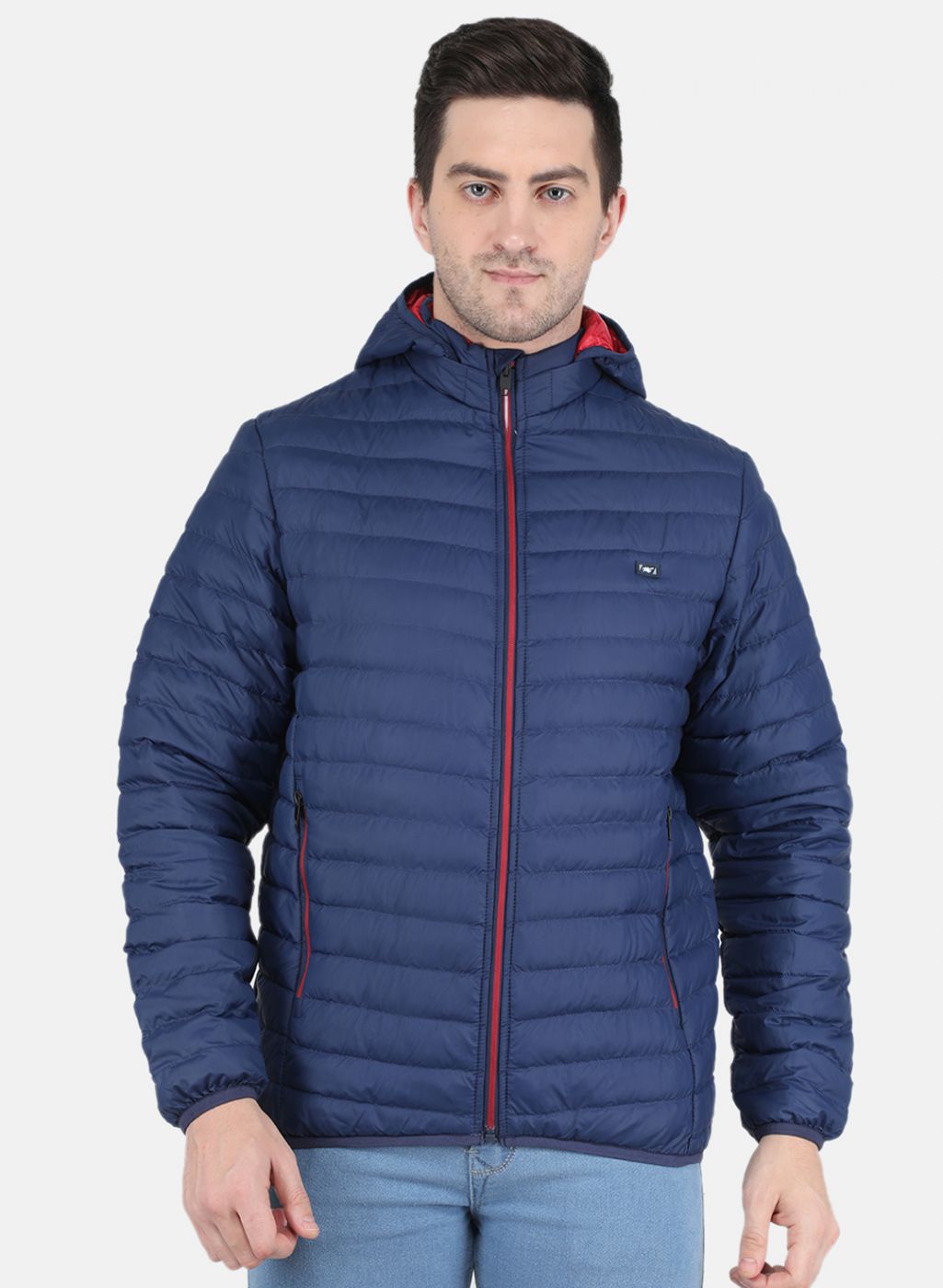 Men Blue Solid Jacket