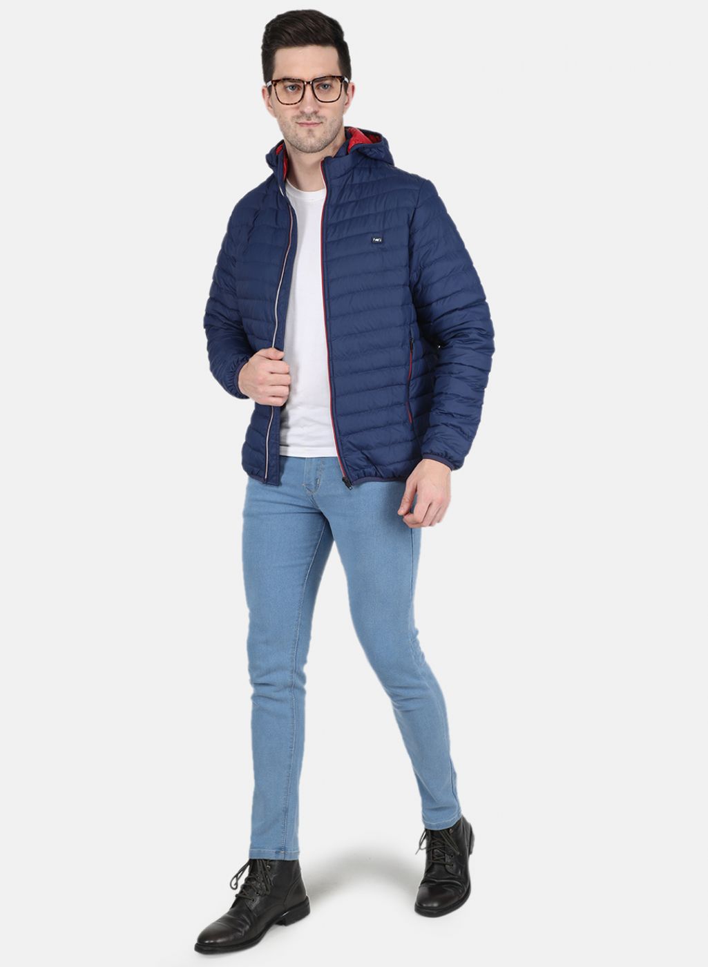 Men Blue Solid Jacket