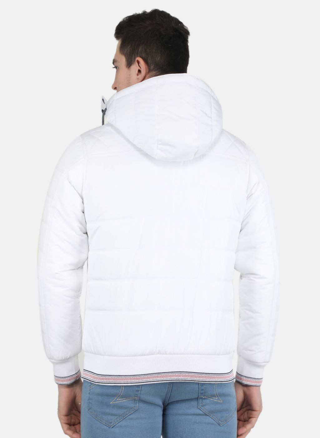 Men White Solid Jacket