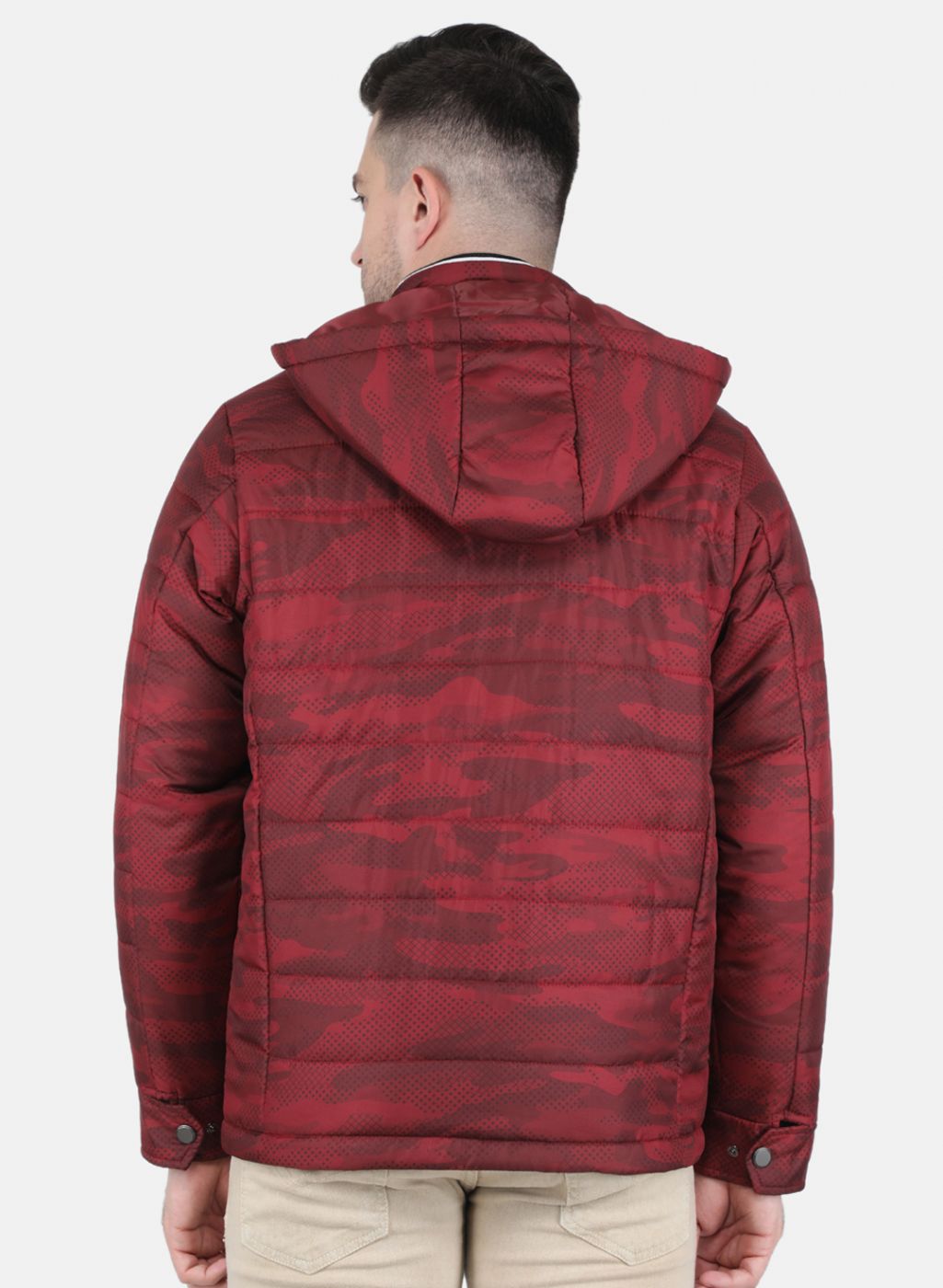 Men Maroon Printed Jacket