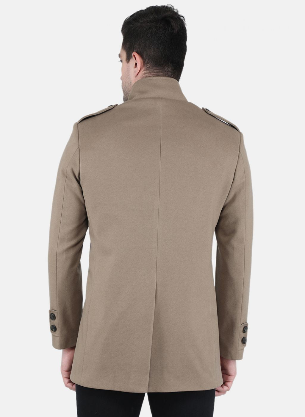 Men Khaki Solid Coat