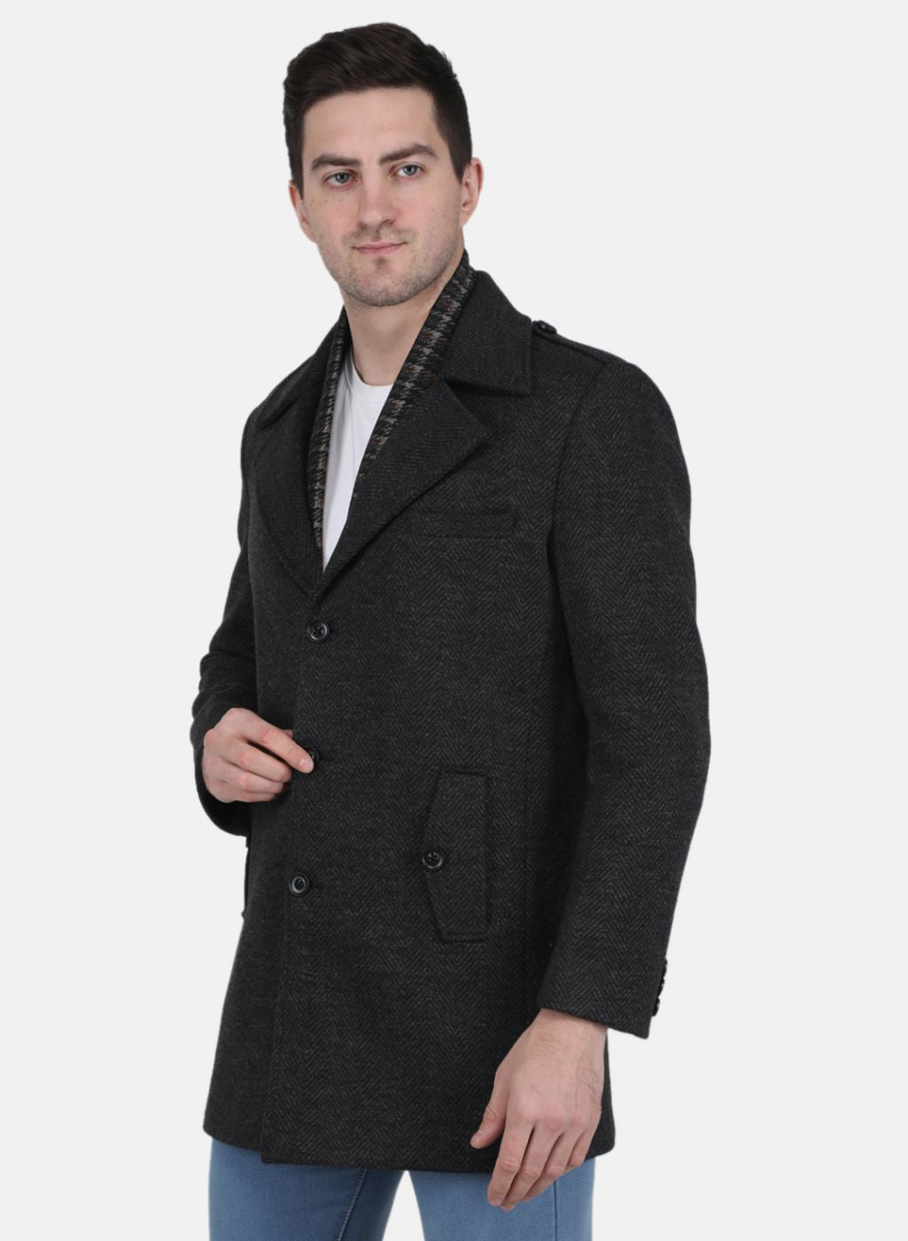 Men Grey Solid Coat