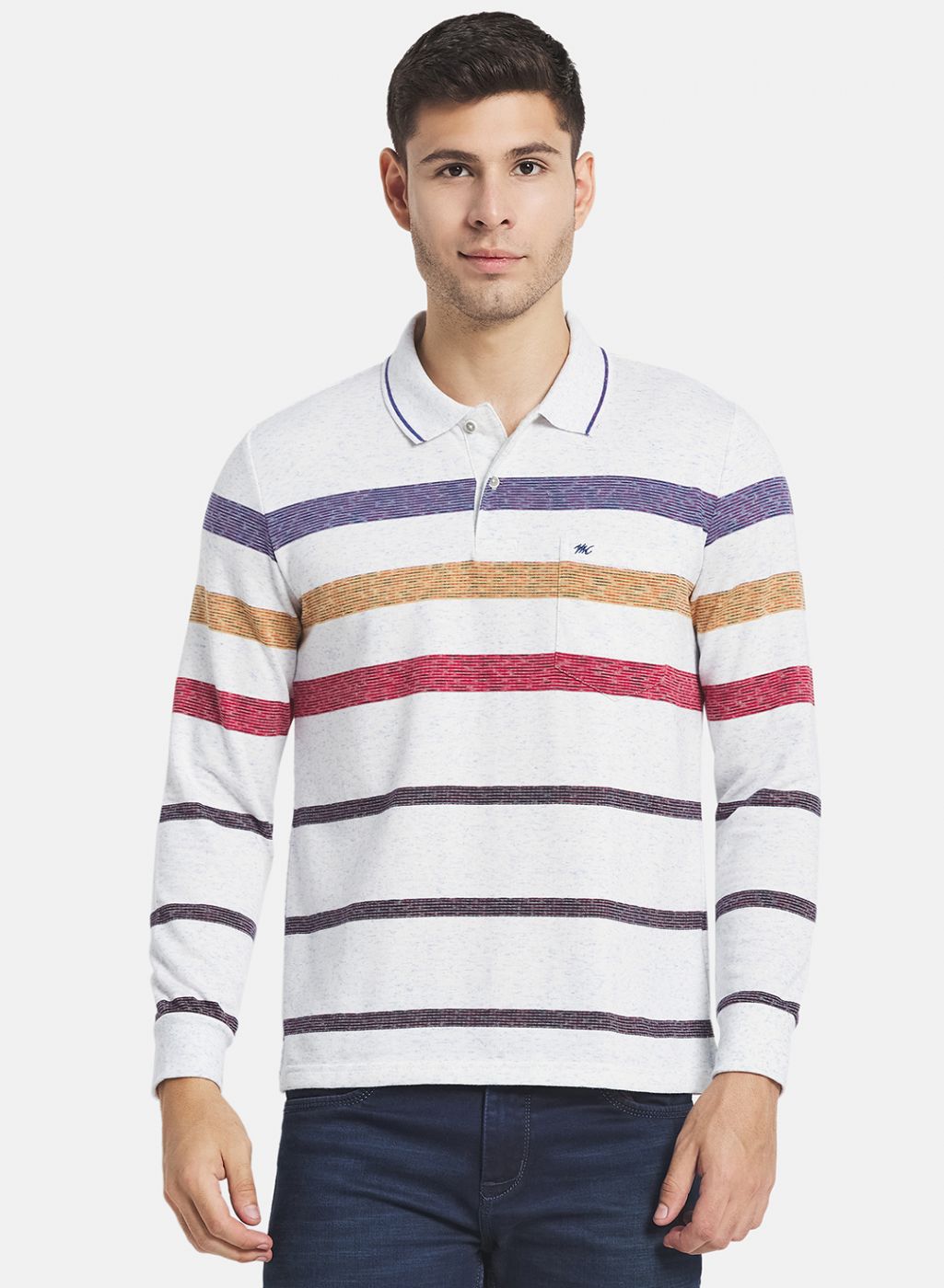 Men Beige Stripe T-Shirt