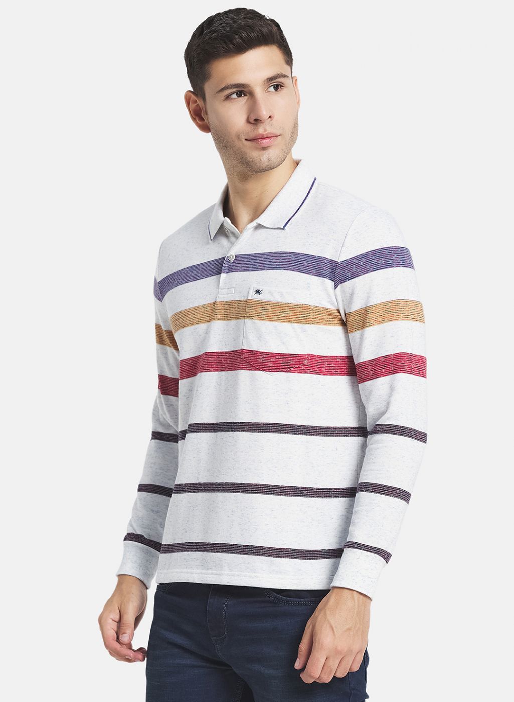 Men Beige Stripe T-Shirt