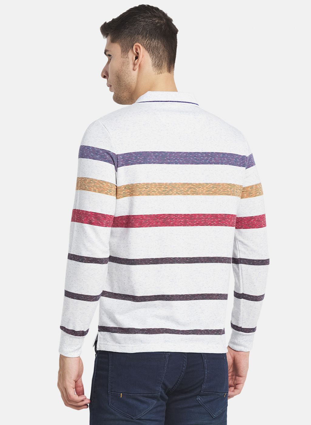 Men Beige Stripe T-Shirt