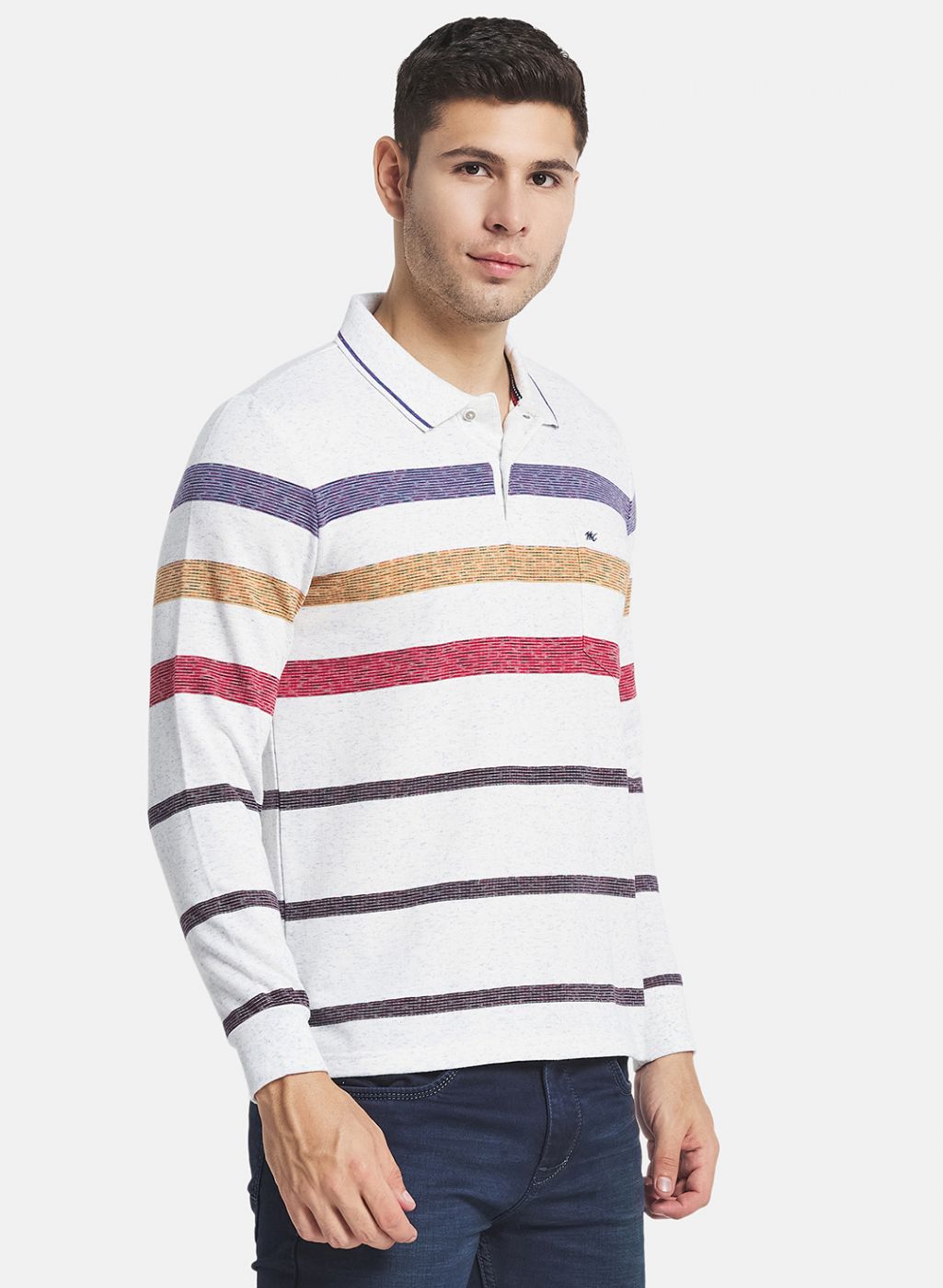 Men Beige Stripe T-Shirt