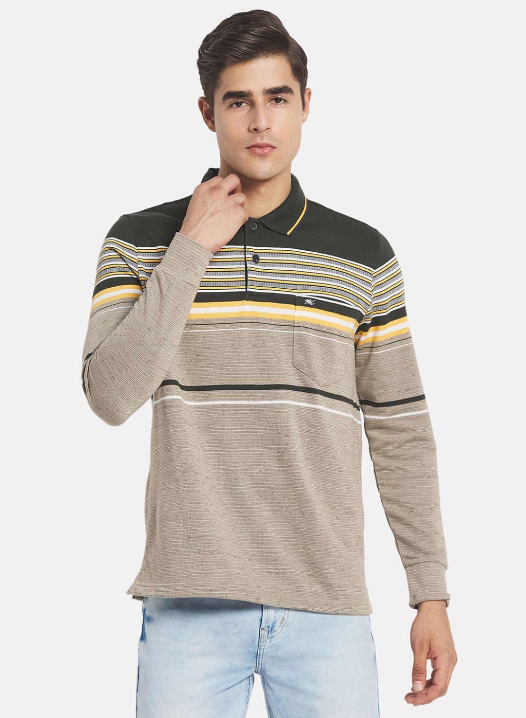 Men Olive Stripe T-Shirt