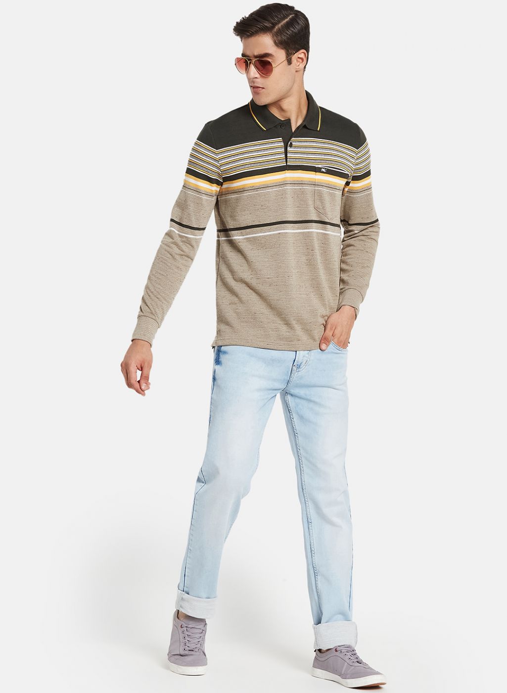 Men Olive Stripe T-Shirt