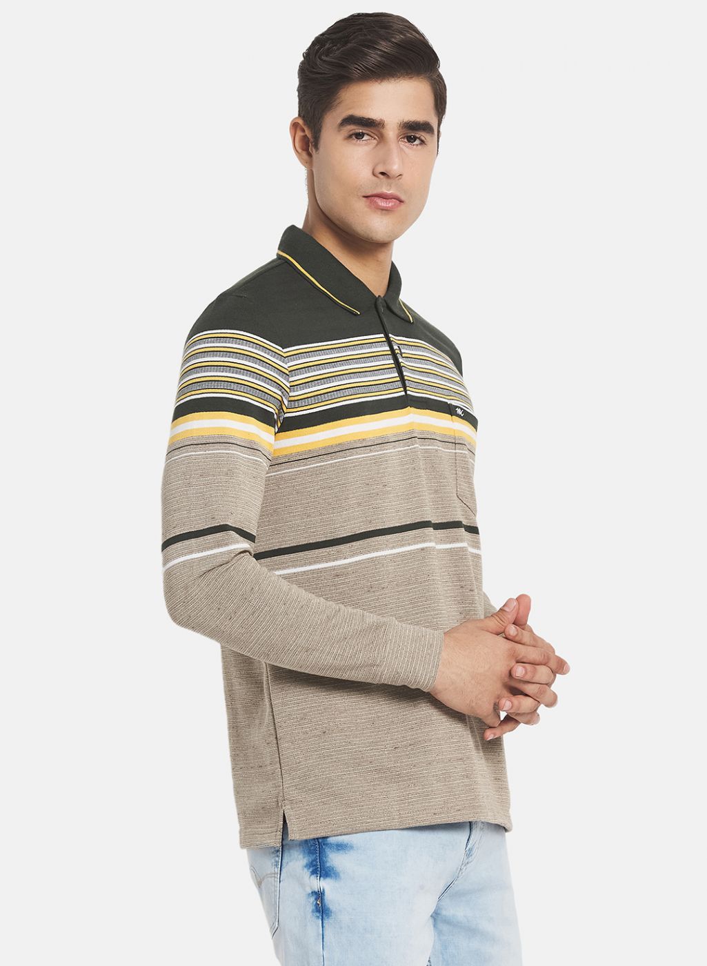 Men Olive Stripe T-Shirt