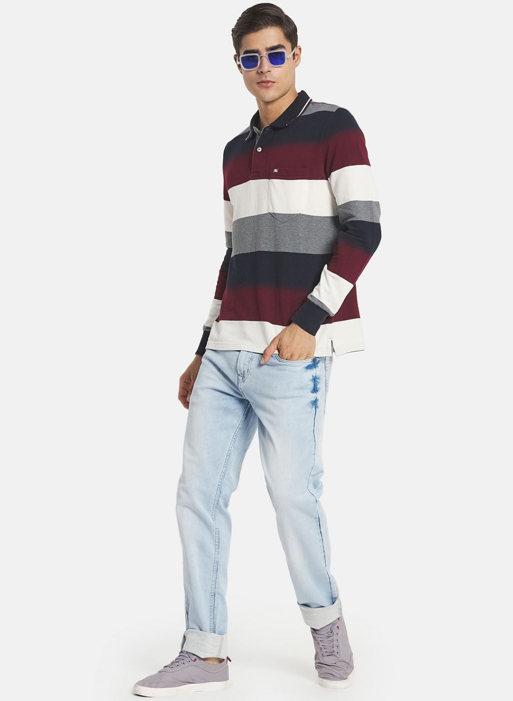 Men Maroon Stripe T-Shirt