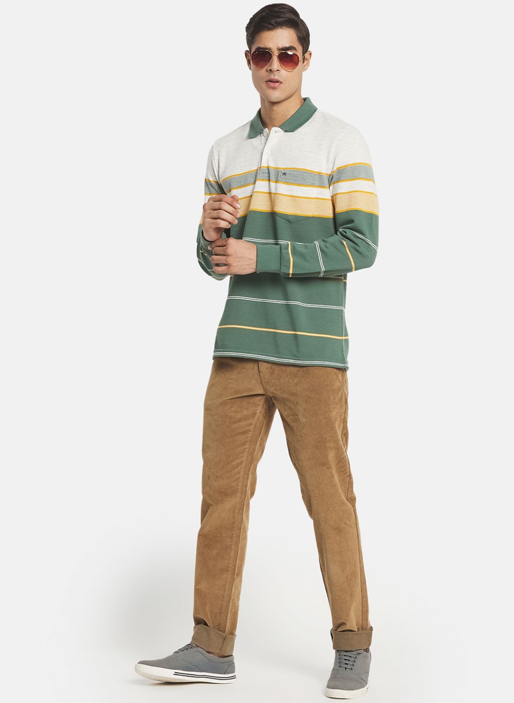 Men Green Stripe T-Shirt