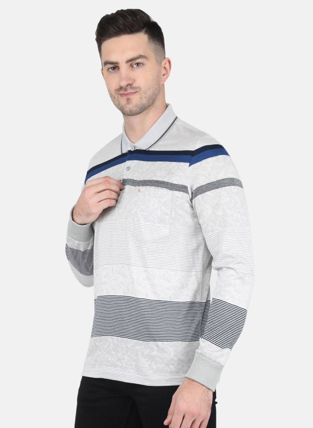 Men Grey Stripe T-Shirt