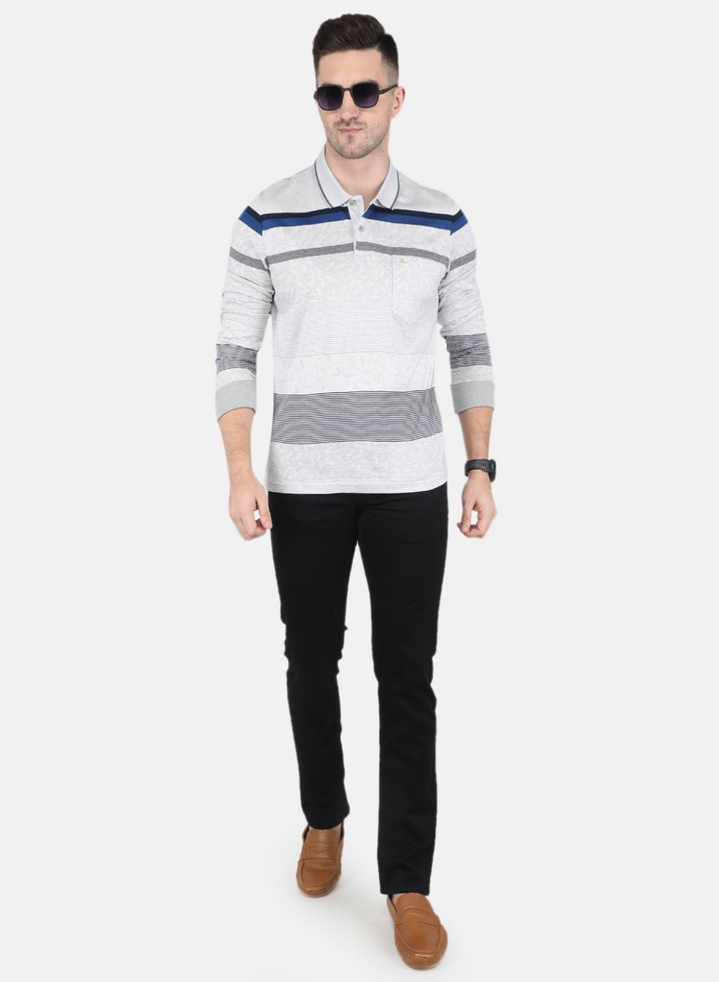 Men Grey Stripe T-Shirt