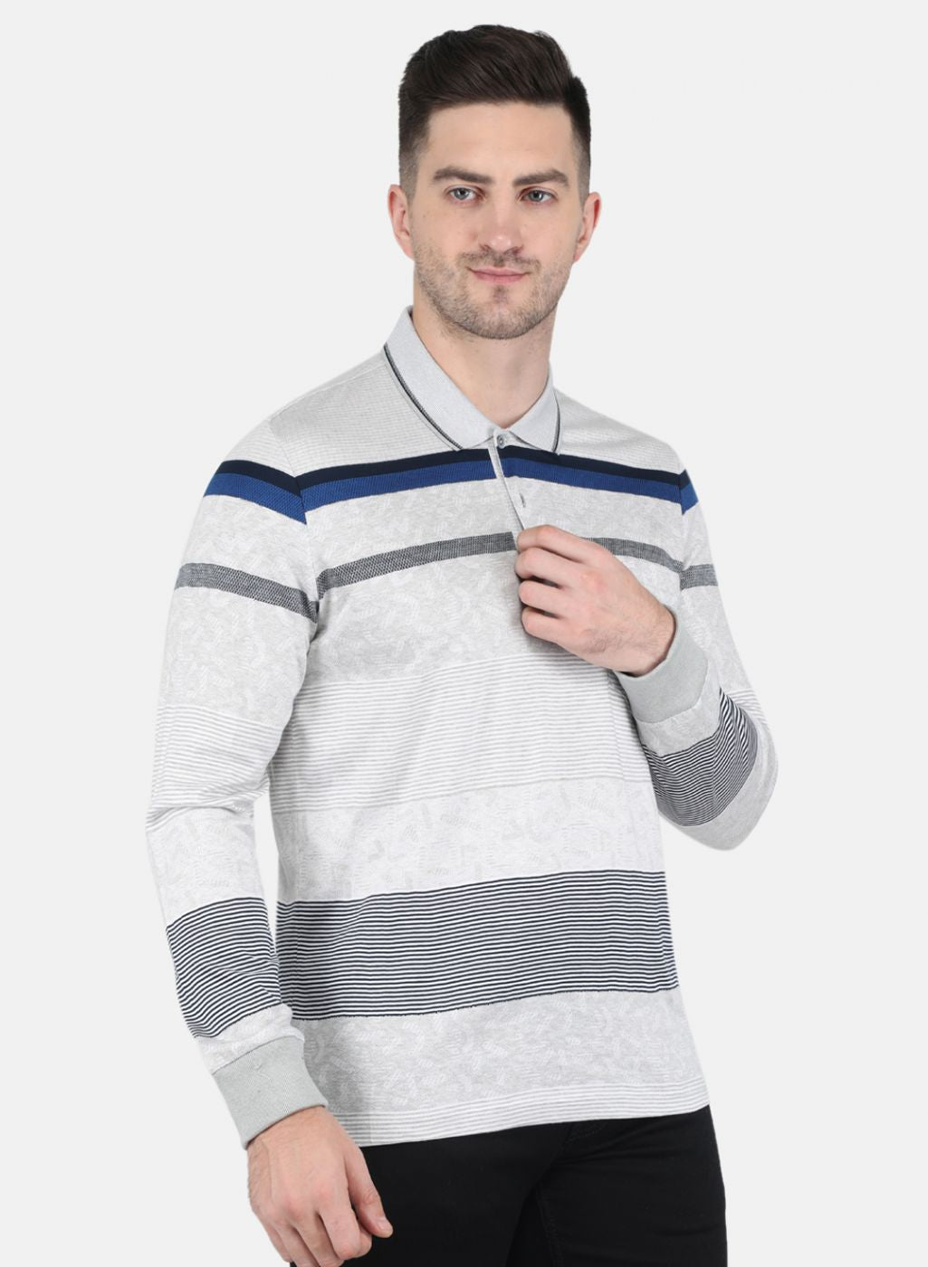 Men Grey Stripe T-Shirt