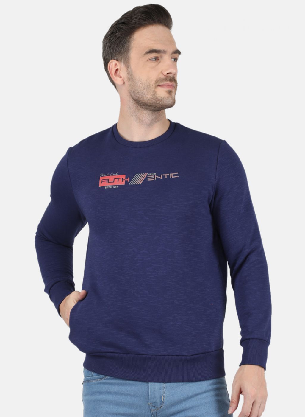 Men Blue Solid Sweatshirt