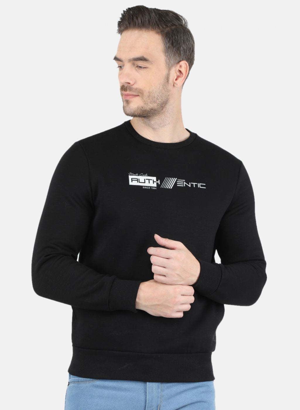 Men Black Solid Sweatshirt