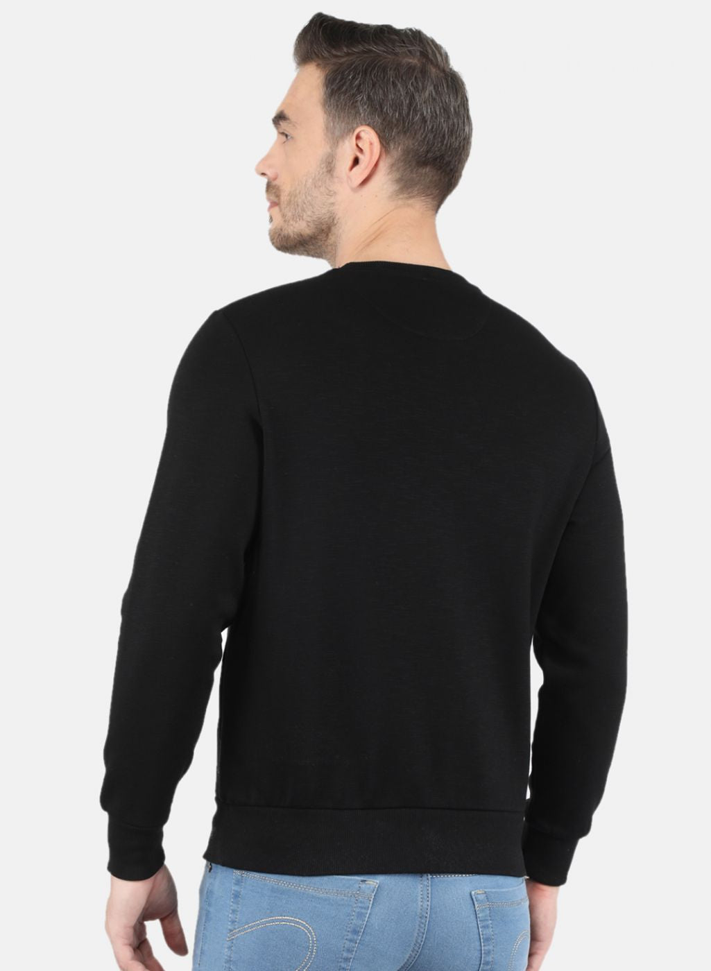 Men Black Solid Sweatshirt