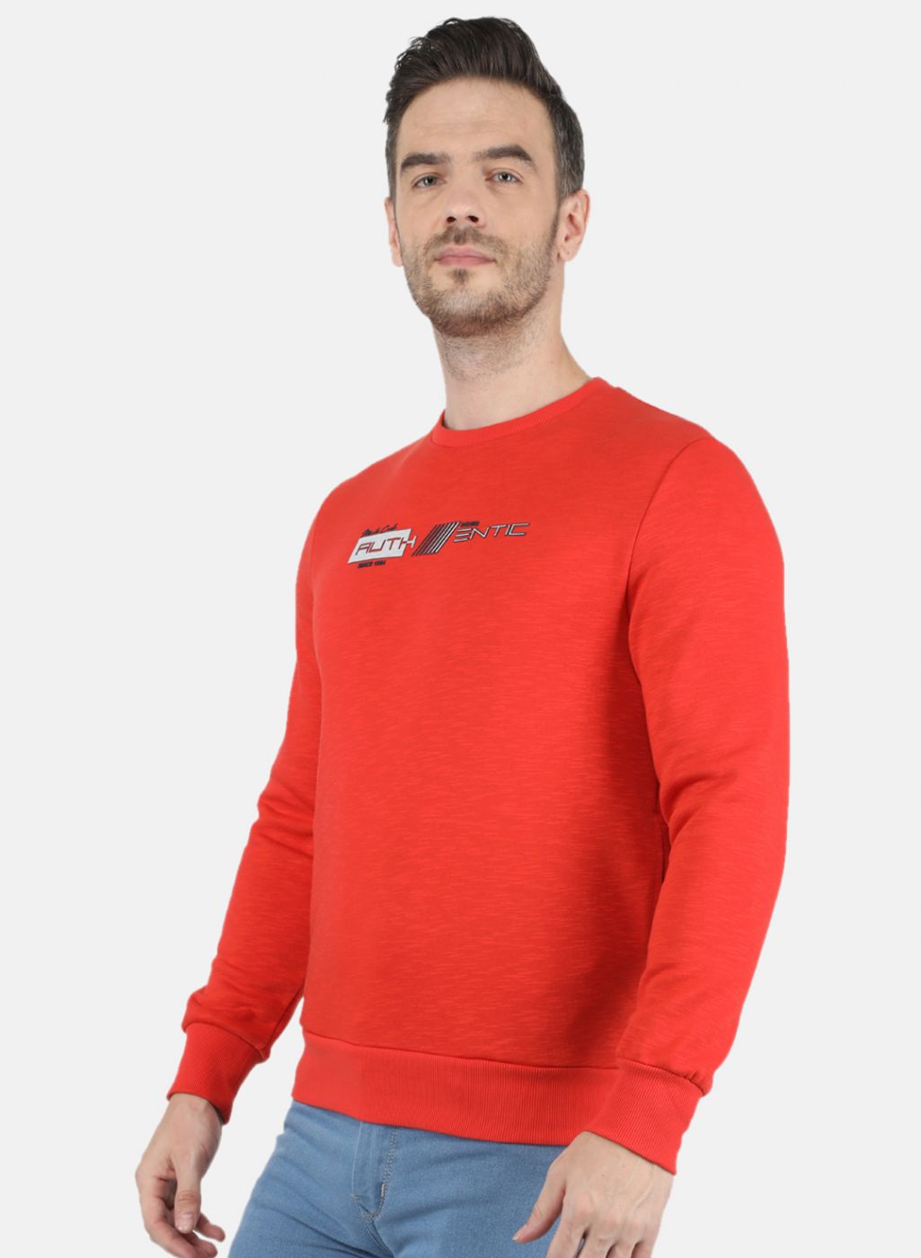 Men Orange Solid Sweatshirt