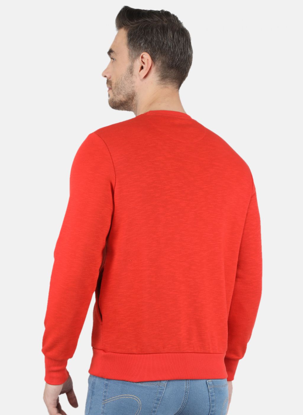 Men Orange Solid Sweatshirt