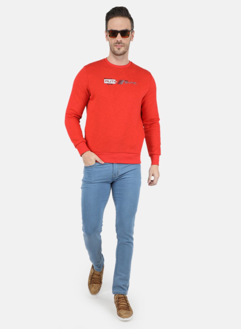 Men Orange Solid Sweatshirt