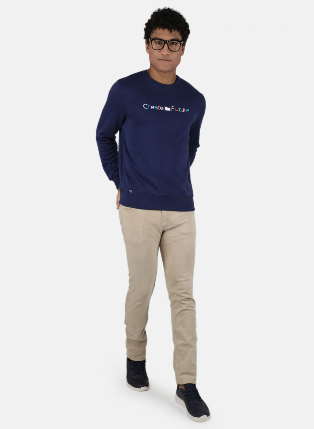 Men Blue Solid Sweatshirt