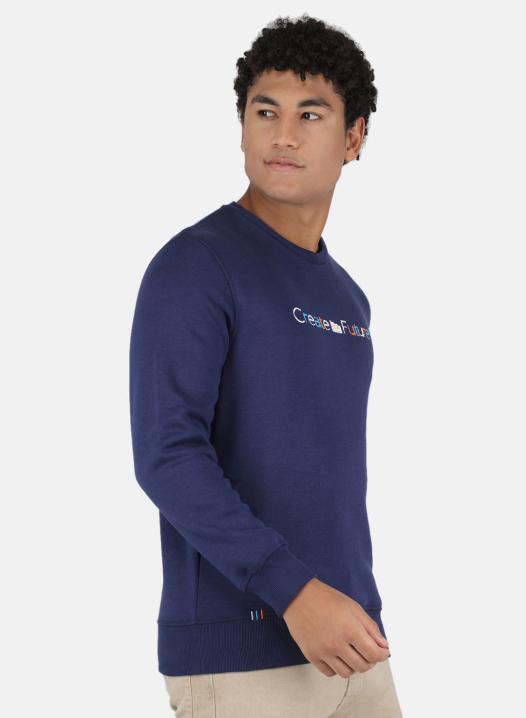 Men Blue Solid Sweatshirt