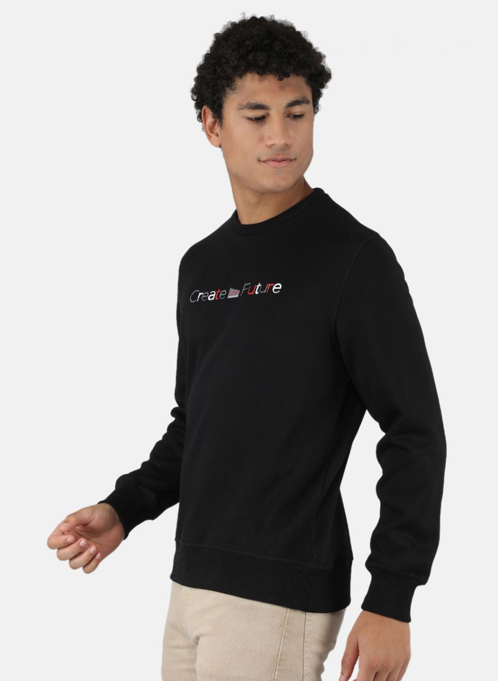 Men Black Solid Sweatshirt